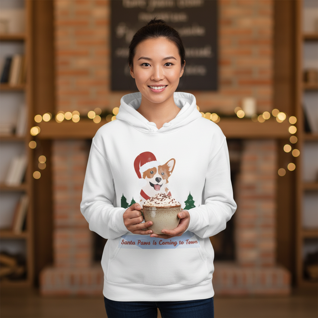 Christmas Corgi Crewneck Sweatshirt - "Santa Paws Is Coming to Town" Holiday Sweatshirt