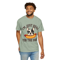 Load image into Gallery viewer, A casual and comfortable T-shirt with a funny &#39;I&#39;m just here for the Dogs&#39; design
